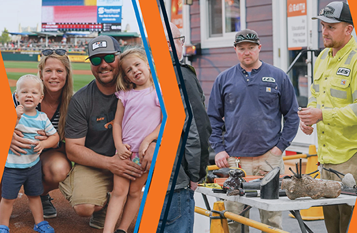 a family out at a baseball game and electricians