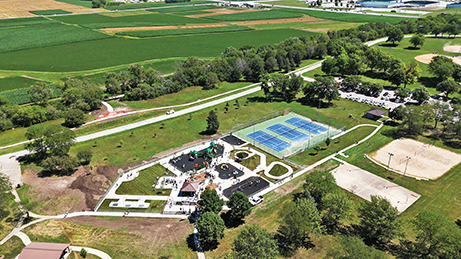 an aerial shot of Mahoney Park's inclusive playground in Lincoln, Nebraska